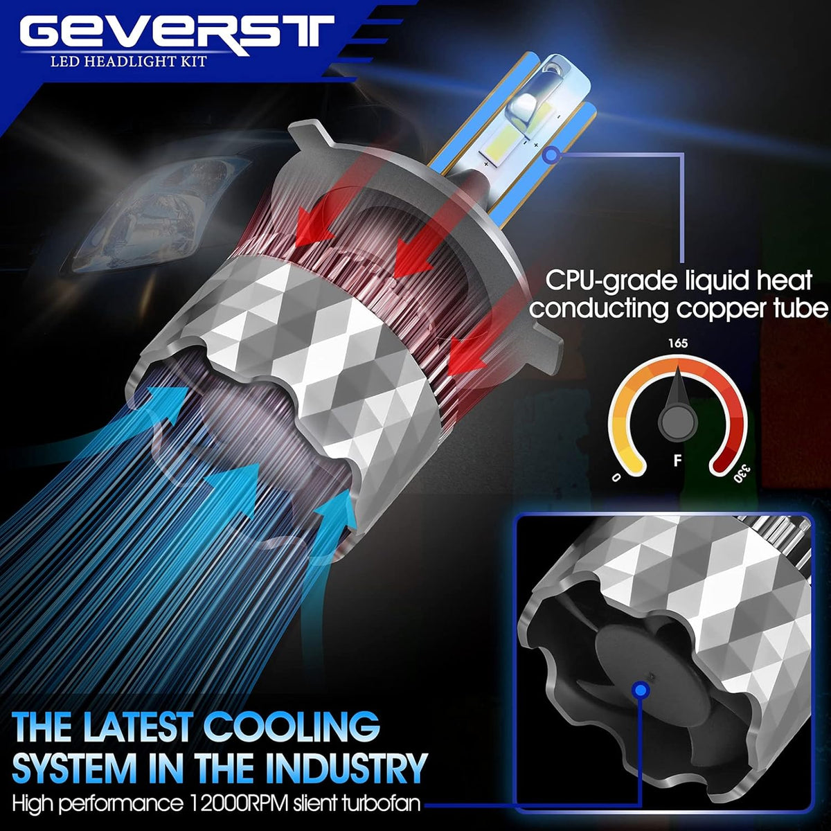 100W H4/9003 LED Headlight Bulbs 6000K Cool White IP68 Waterproof Conversion Kit, Pack of 2 L5343