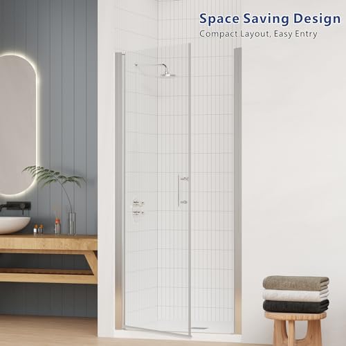 Chrome Semi Frameless Pivot Swing Shower Door, 32 in.W X 72 in.H, Clear Glass U749