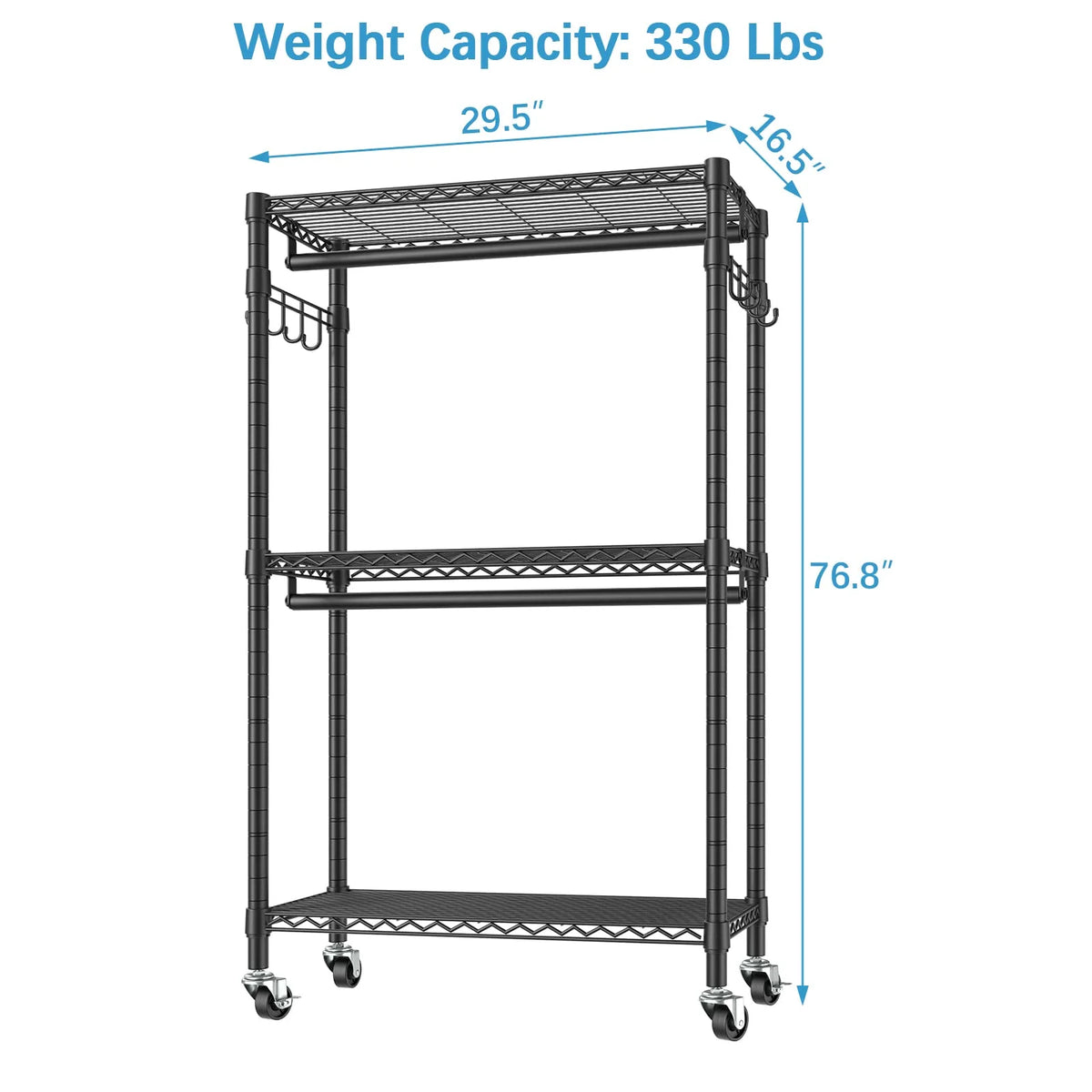 Black Rolling Clothes Rack E1578