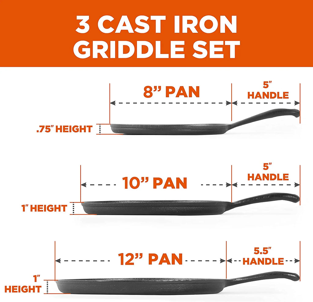 3-Piece Cast Iron Griddle Pan Set H11726