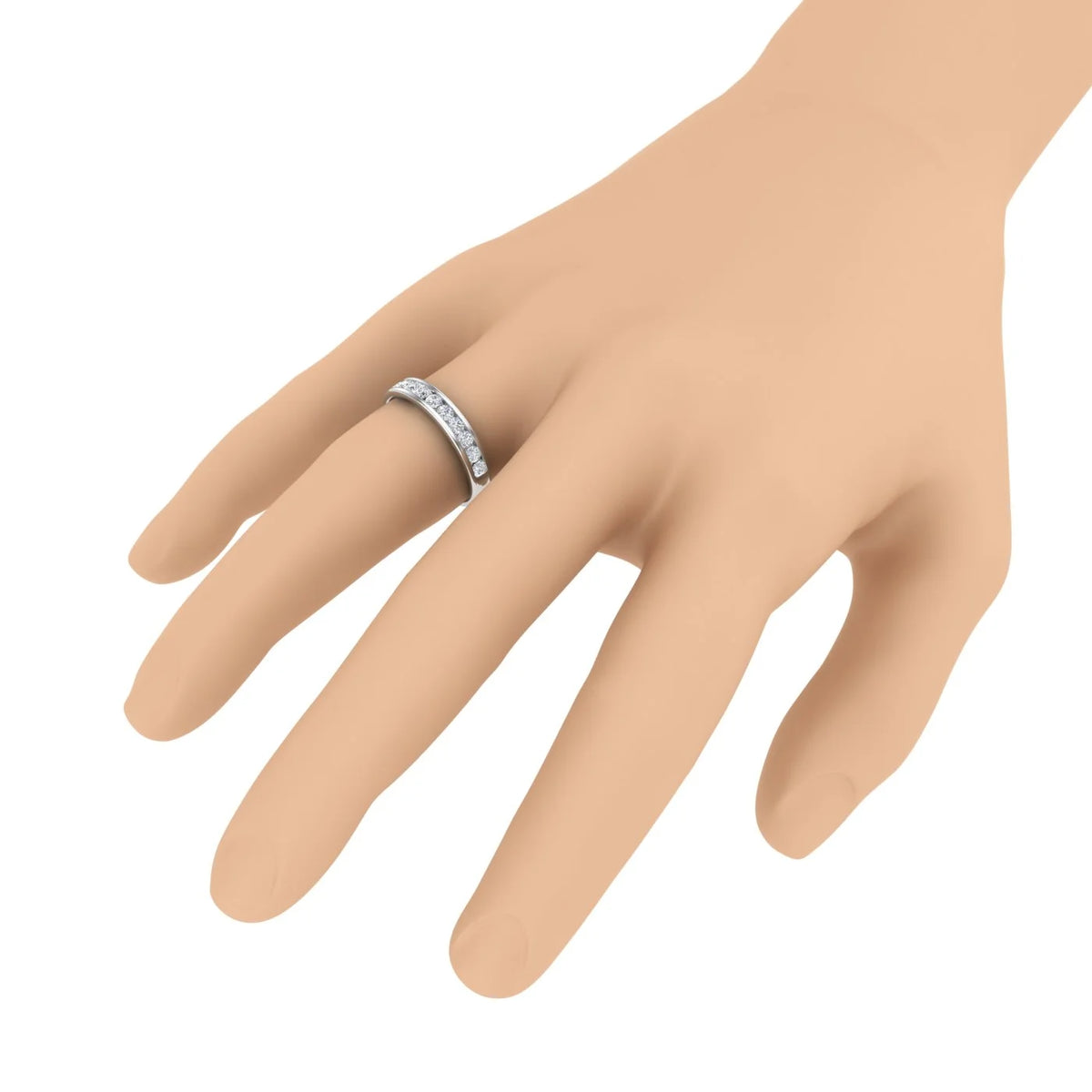 14K White Gold Diamond Wedding Band Ring J865