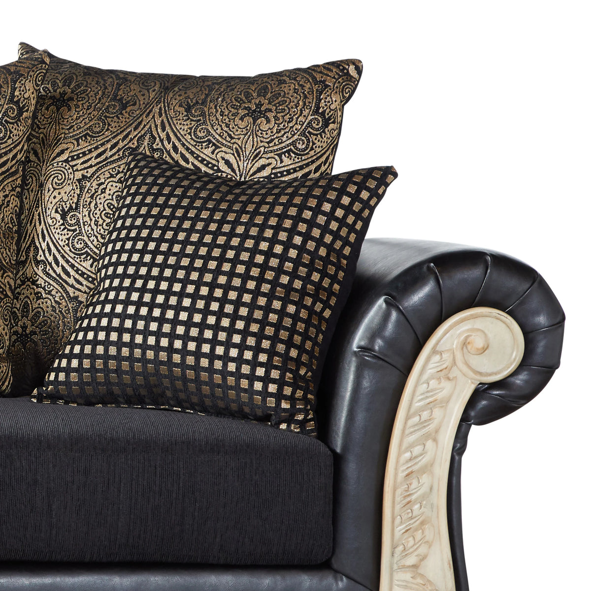 Ebony Faux Leather Sofa R5002