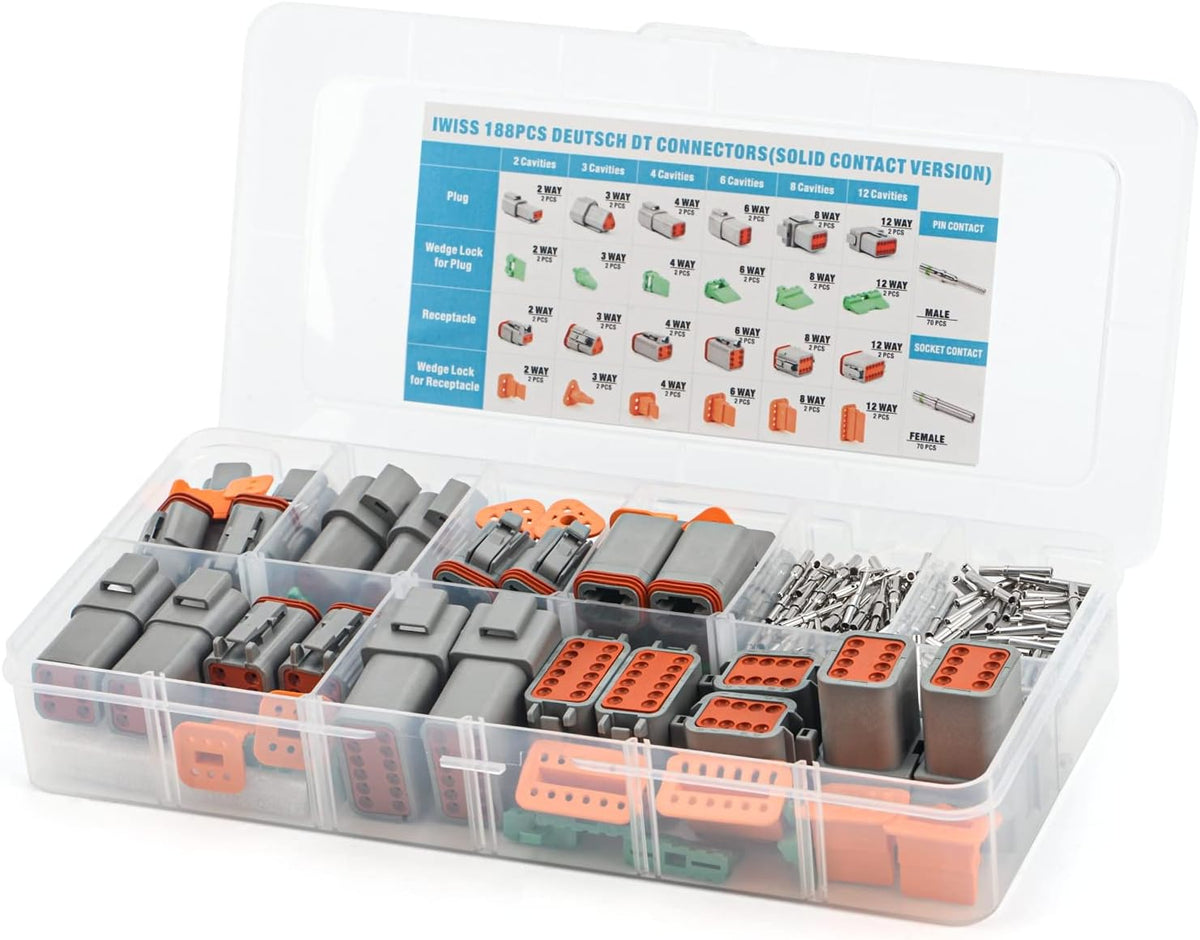 188PCS Gray Connector Kit with 16 Solid Contacts D831