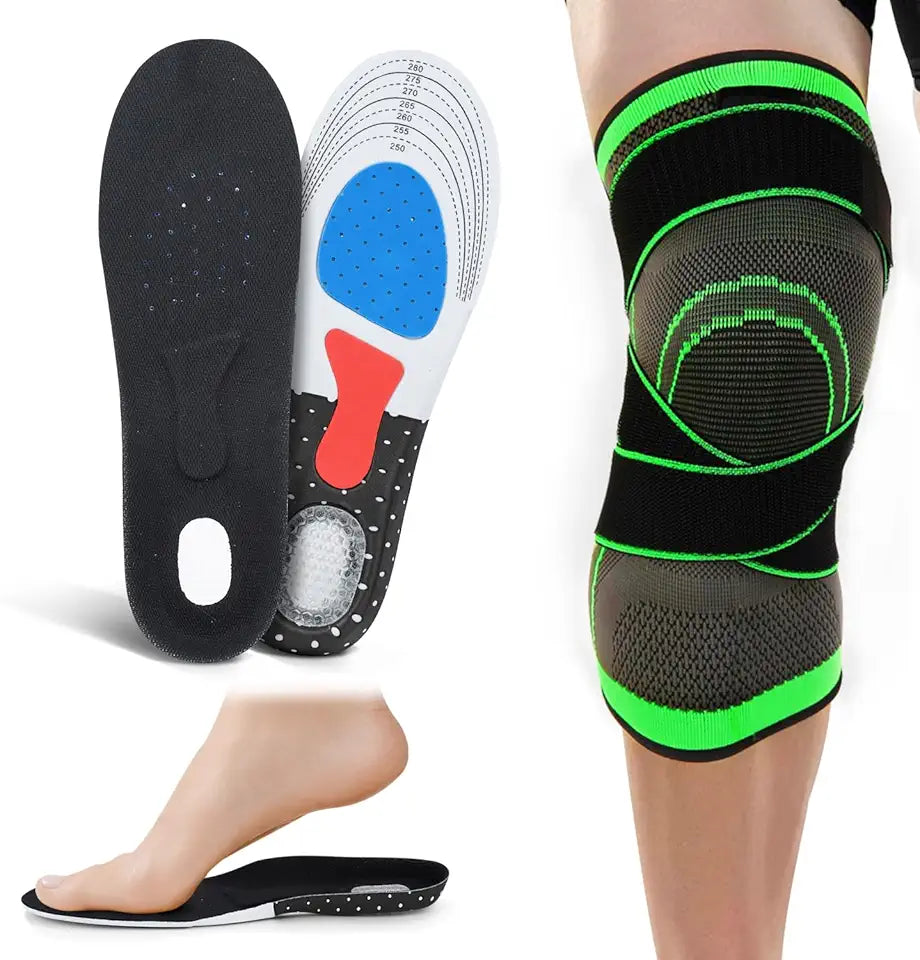 Adjustable Knee Sleeve and Arch Support Insoles Medium P682