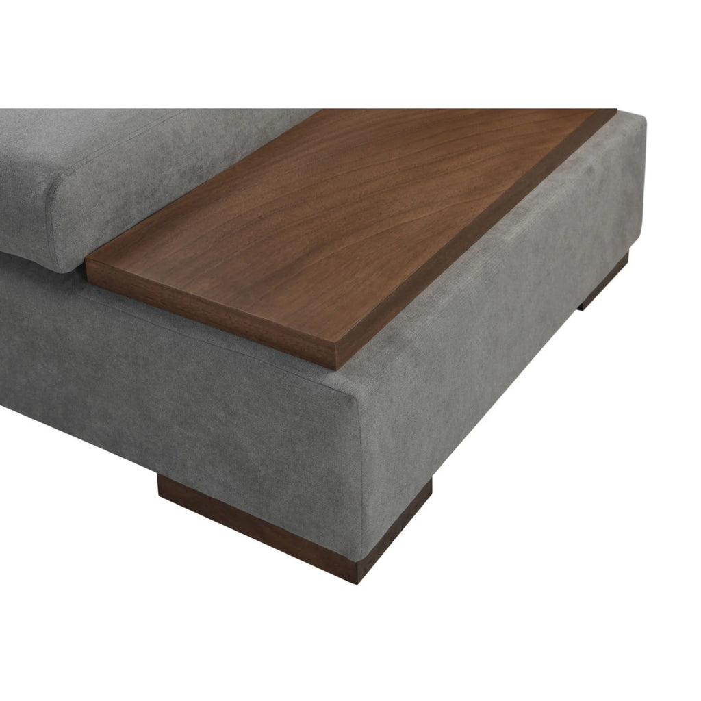 Bianca Gray Fabric Sectional Sofa with Console Table and Right Hand Facing Chaise P68203