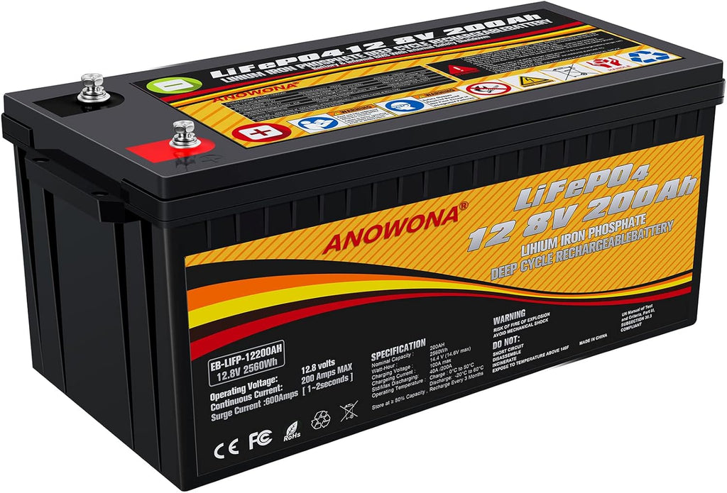 12.8V 200Ah Lithium Iron LiFePO4 Deep Cycle Battery with 100A BMS J42866