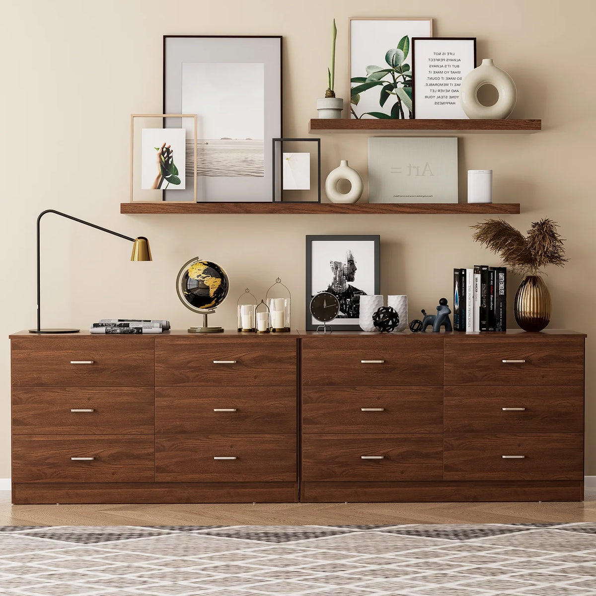 White 6 Drawer Wood Dresser H707