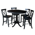 36" Round Counter Height Table with 4 X-back Stools 5 Piece Set C15977