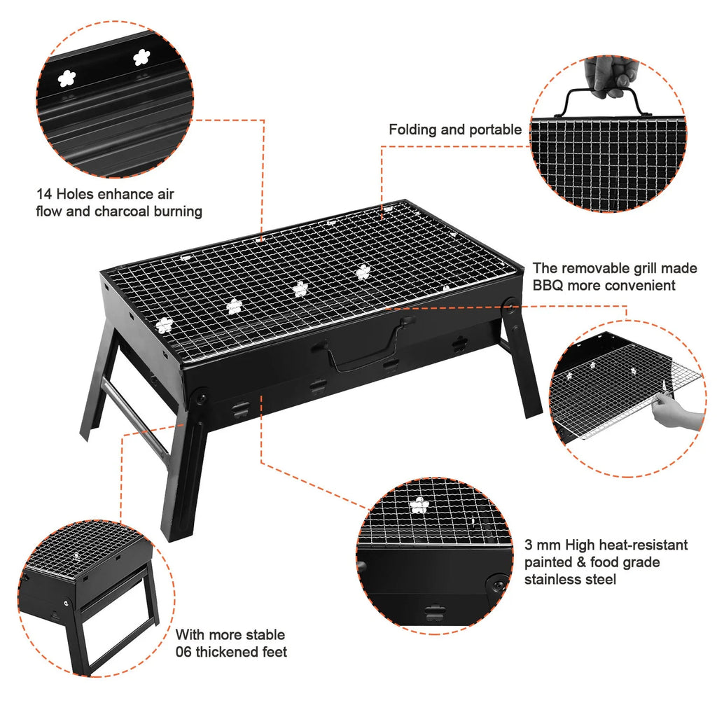 Charcoal Grill Portable Folding Stainless Steel Grill Y28871
