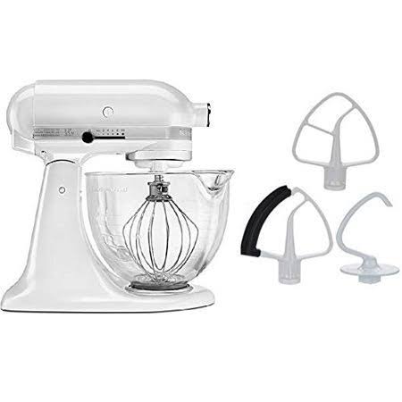 5-Quart Matte White Glass Bowl Stand Mixer X351