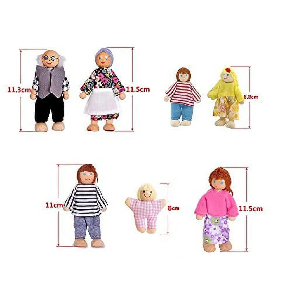Wooden Dolls Family Playset Set of 7 Z26985