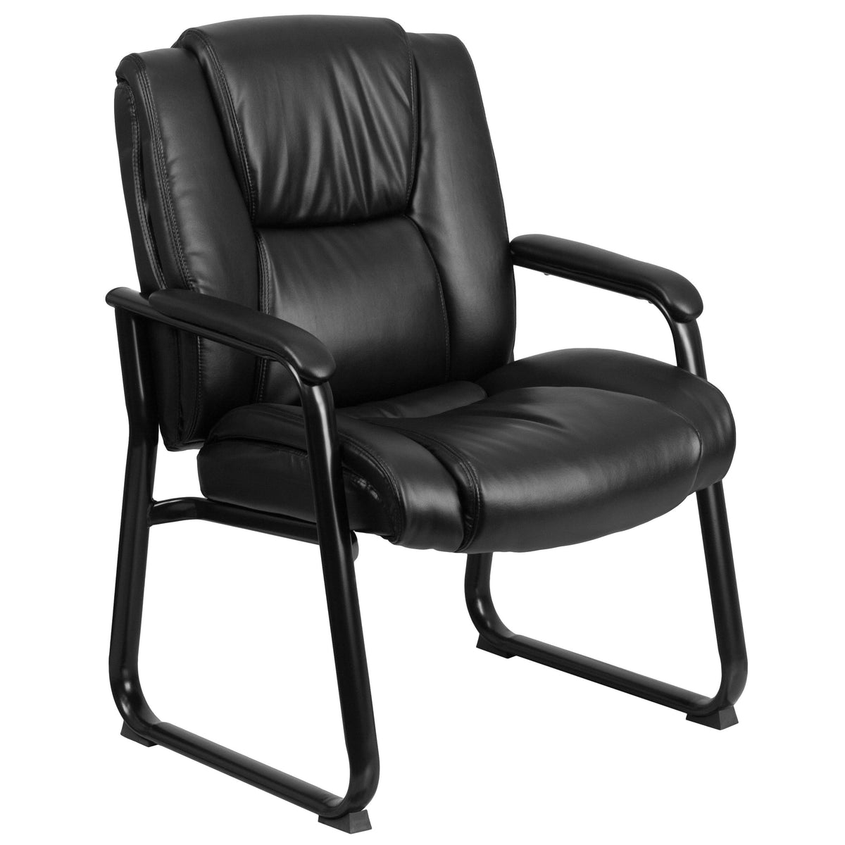 Black Leather Executive Side Chair with Sled Base O48173