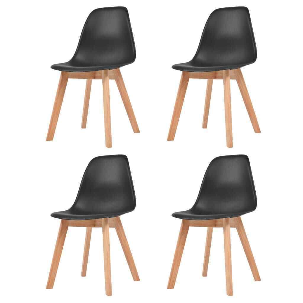 Black Plastic Dining Chairs 4 Pcs J9077