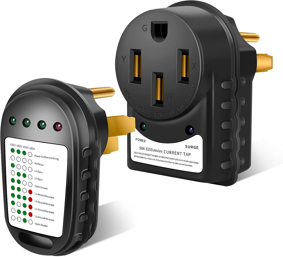 30 Amp RV Surge Protector with LED Indicator Lights, Pack of 2 D441658