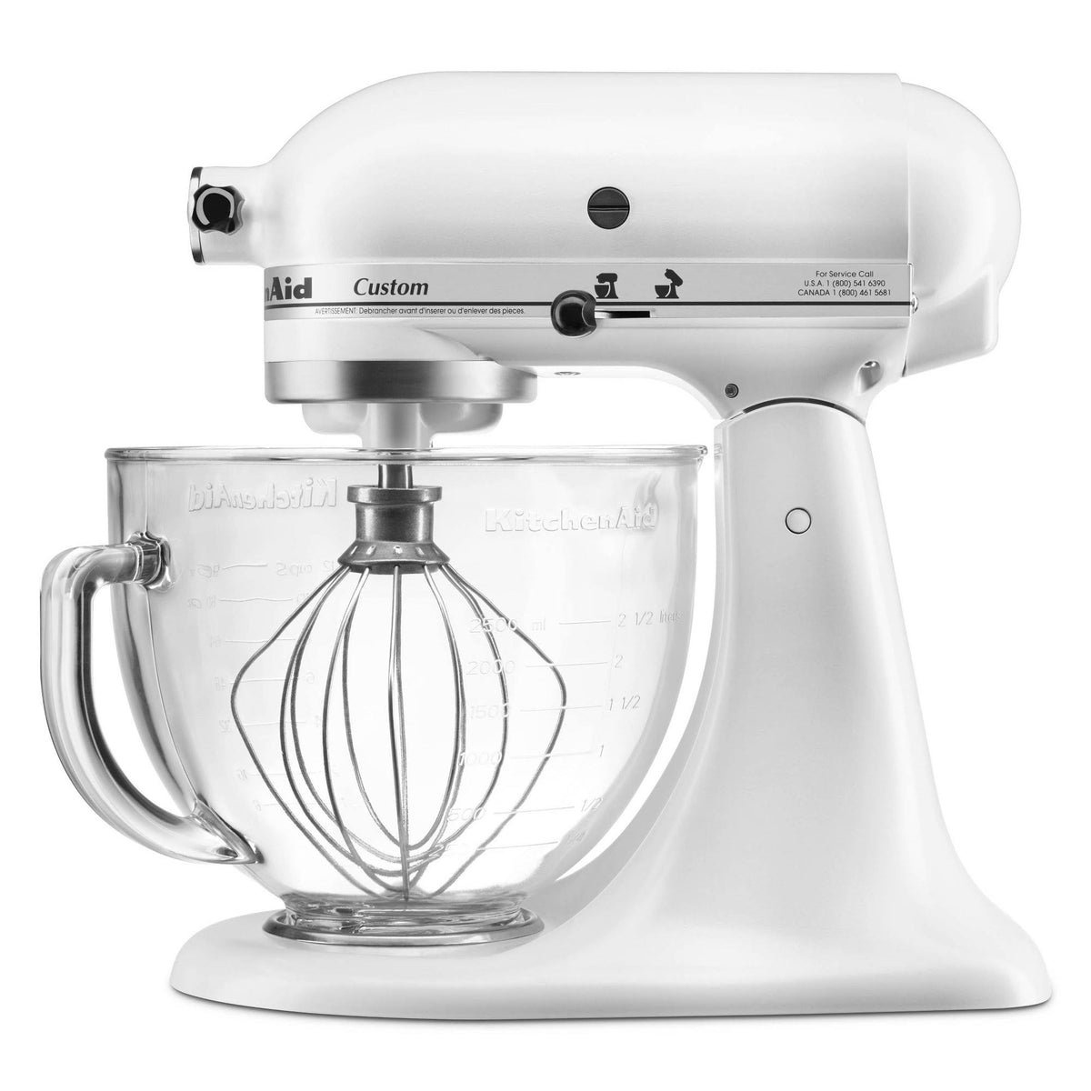 5-Quart Matte White Glass Bowl Stand Mixer X351