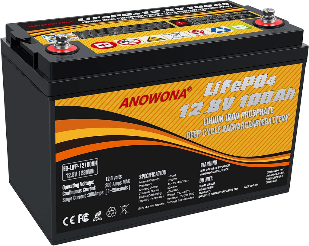 12.8V 200Ah Lithium Iron LiFePO4 Deep Cycle Battery with 100A BMS J42866