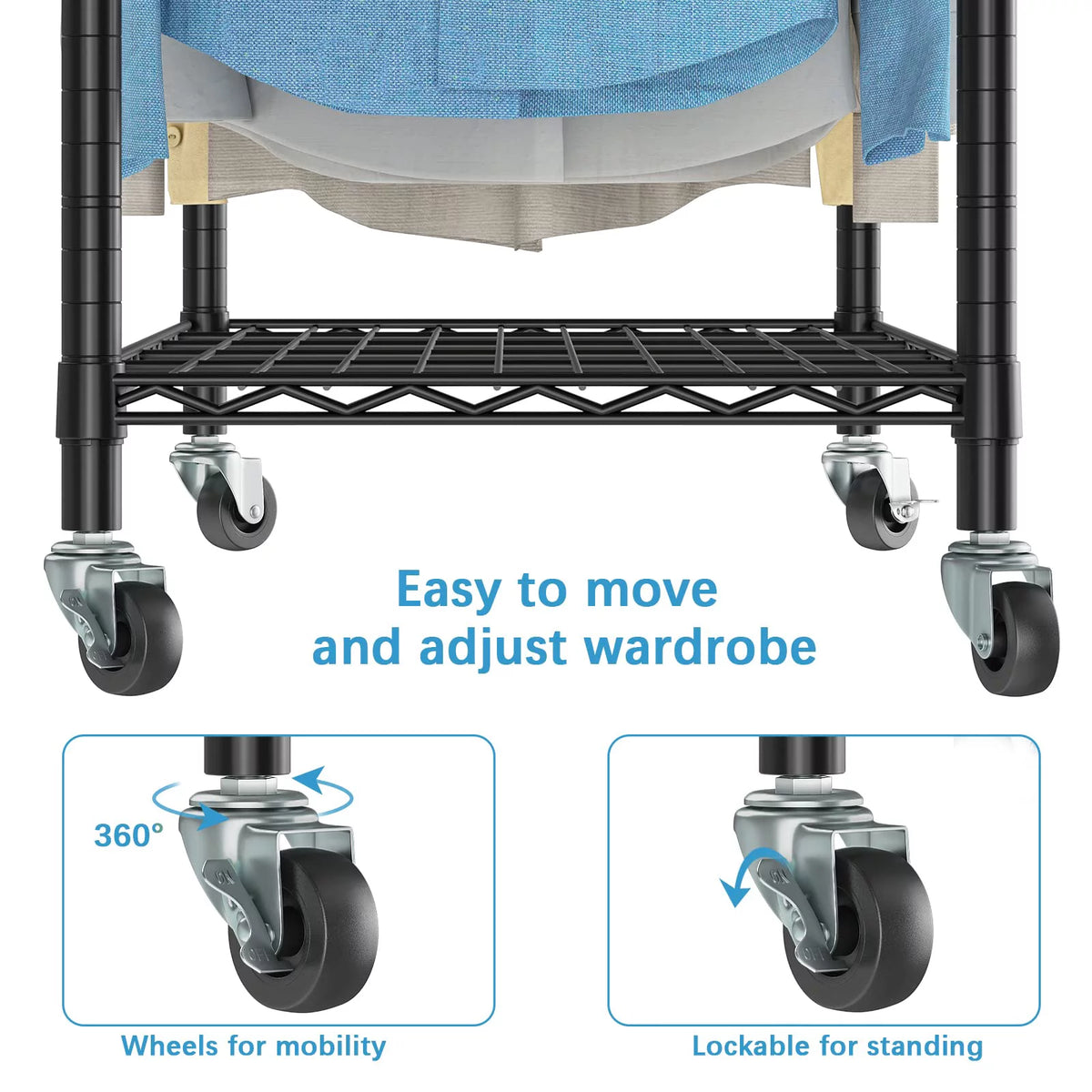 Black Rolling Clothes Rack E1578