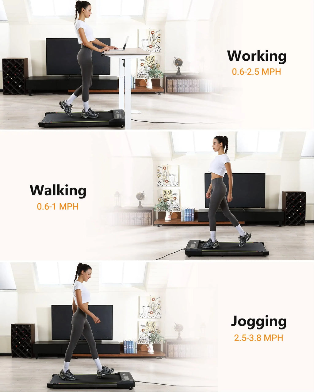 Portable Under Desk Treadmill with Remote Control, Grey S6180