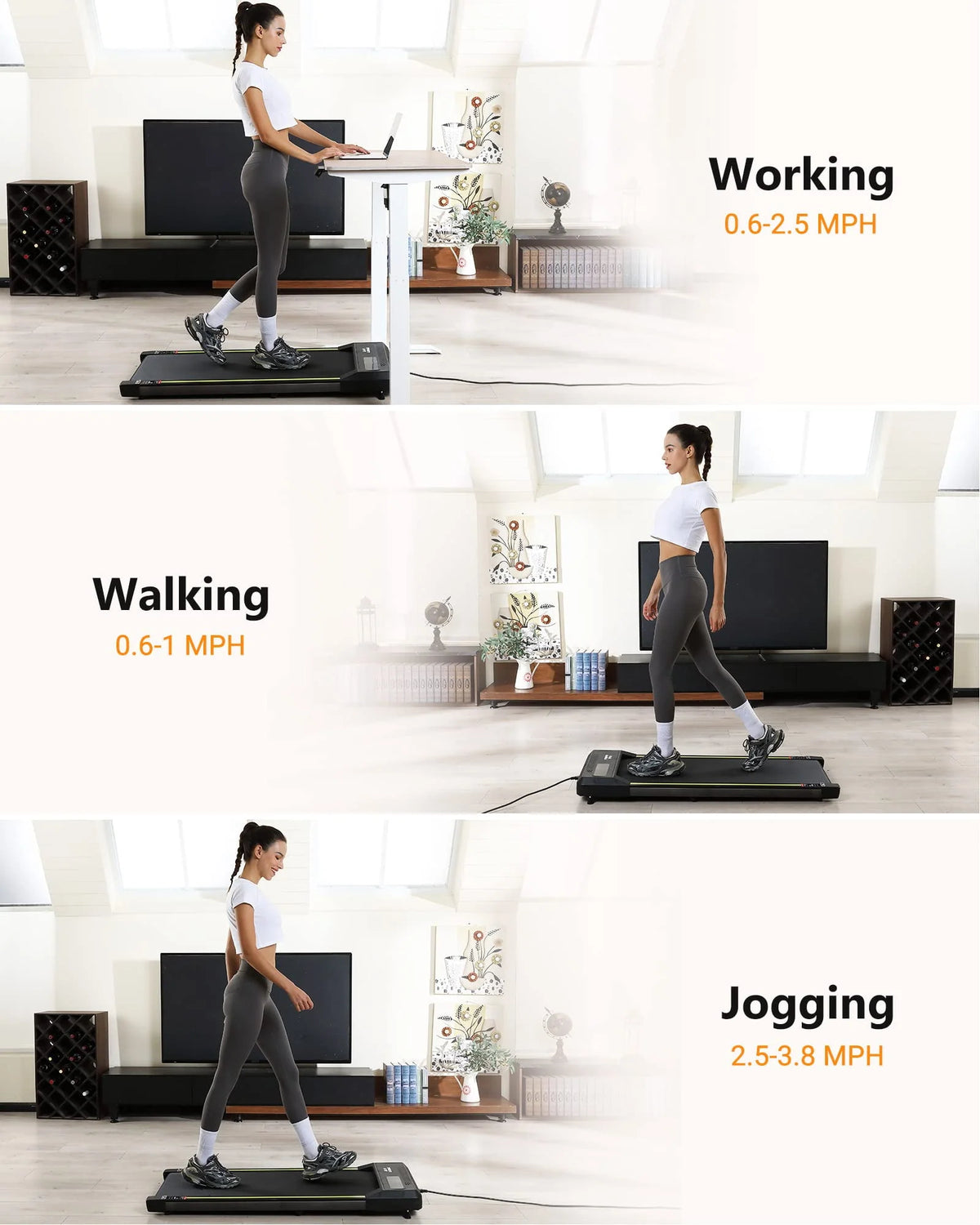 Portable Under Desk Treadmill with Remote Control, Grey S6180