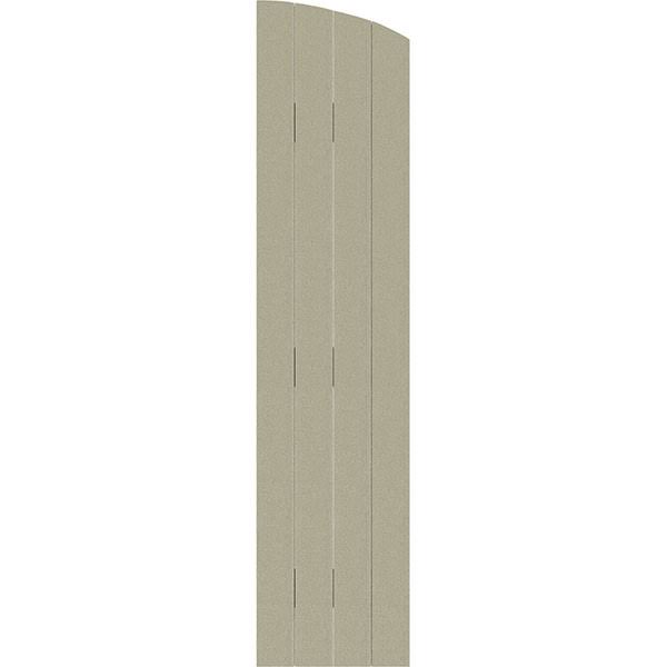 Rustic Faux Wood Shutters with Elliptical Arch Top U7354