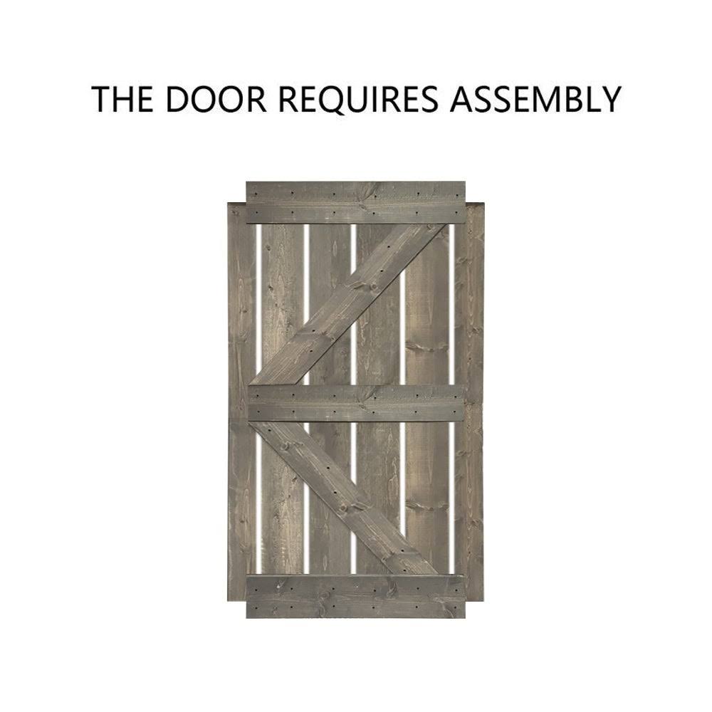 Solid Sage Green Stained Pine Wood Interior Sliding Barn Door Slab B660541