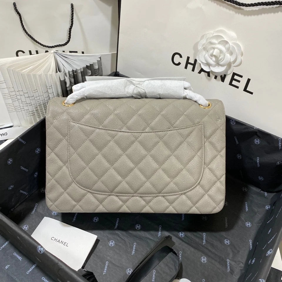 Large Classic Handbag Gold Hardware Grey 11.8in/30cm I139848