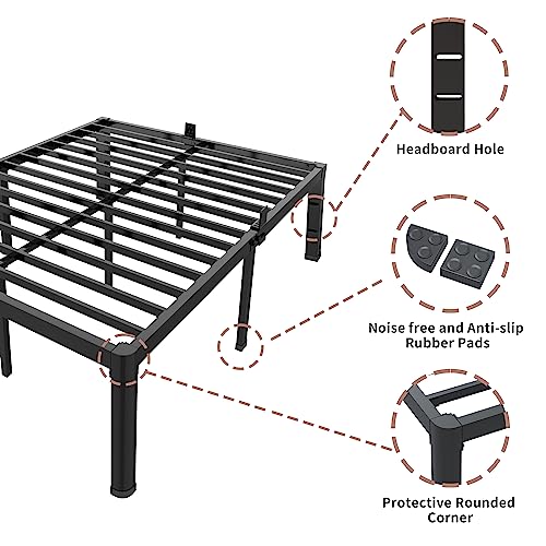 14 inch Full Size Bed Frame with Headboard Heavy Duty Steel Slats Q71197