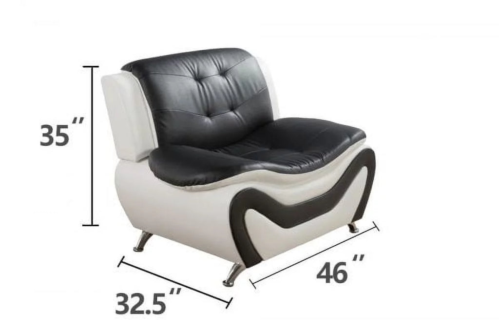 3 pc Black and White Faux Leather Sofa Set M2186