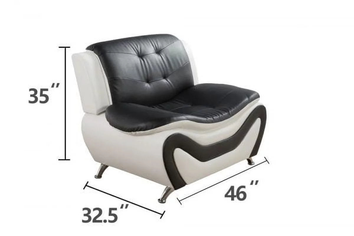 3 pc Black and White Faux Leather Sofa Set M2186