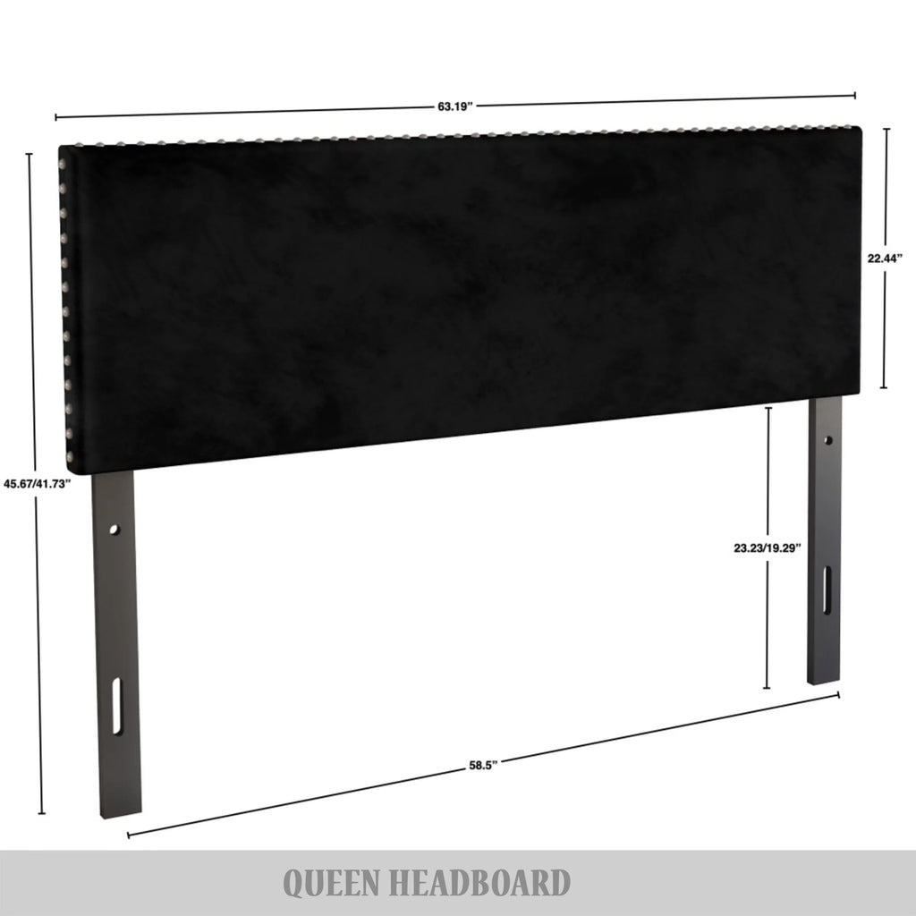Black Velvet Upholstered Headboard E2137
