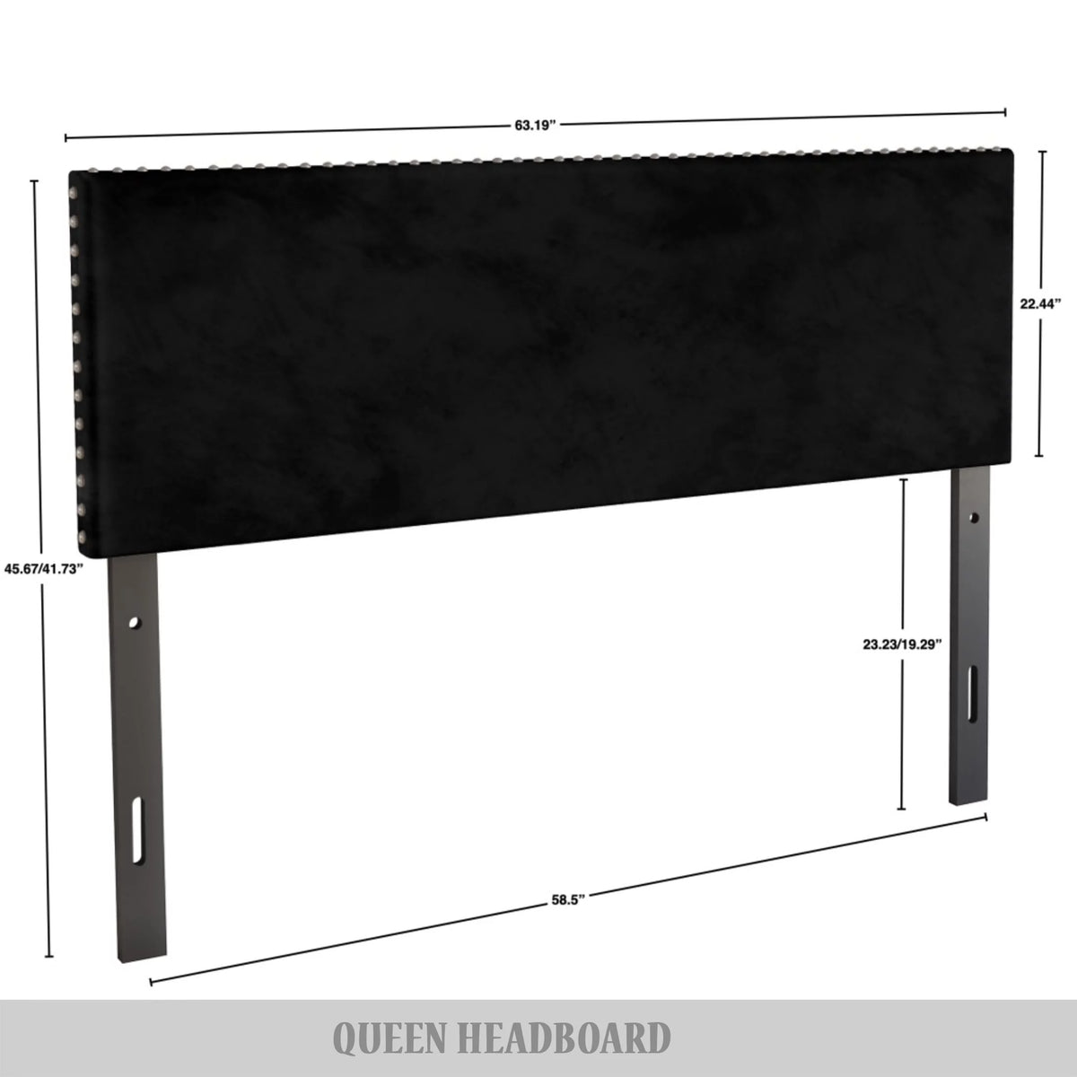 Black Velvet Upholstered Headboard E2137