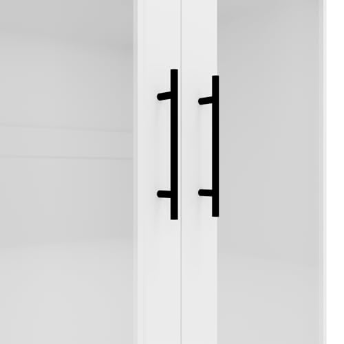 White 3 Door Armoire Wardrobe Closet with Mirror and 2 Drawers B809310