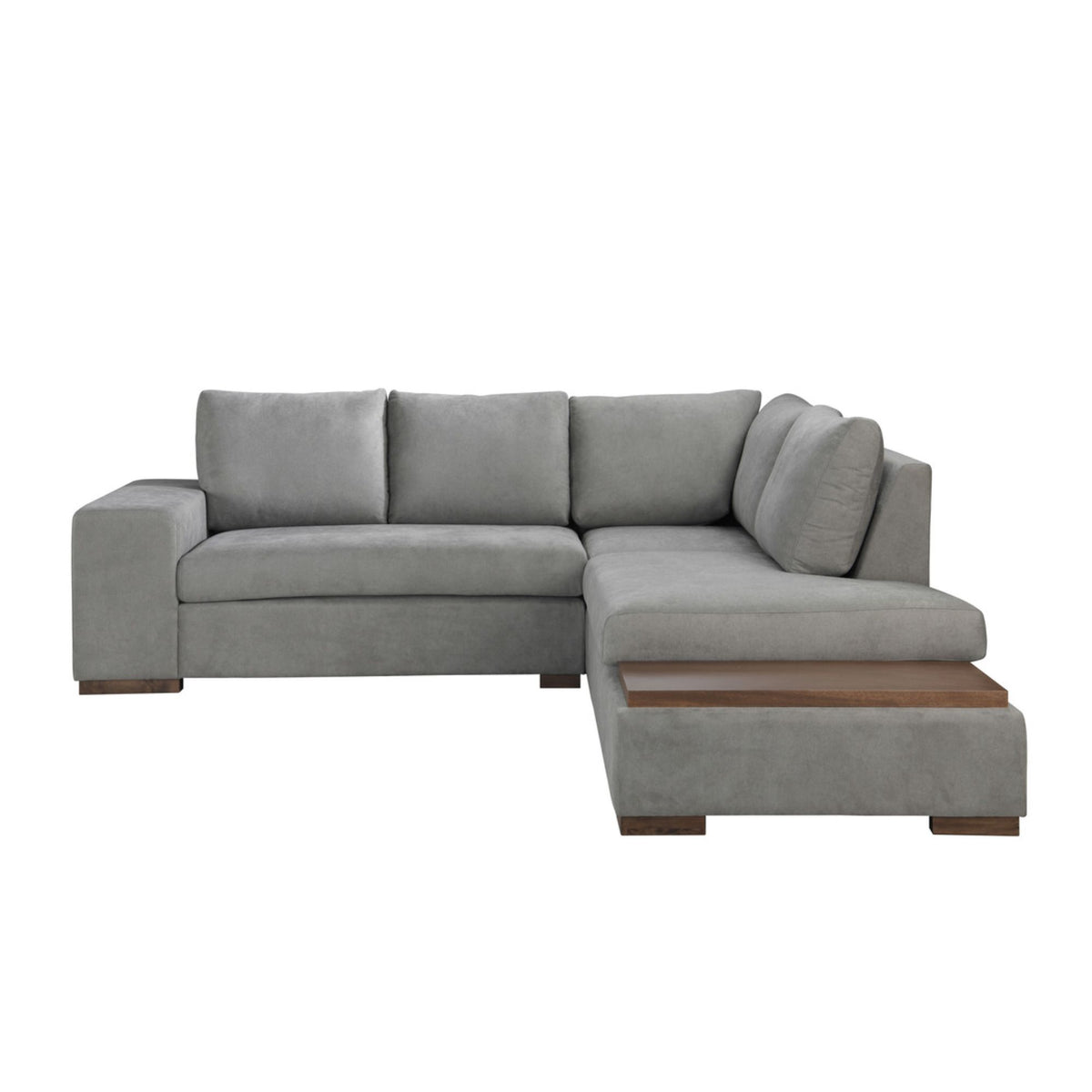 Bianca Gray Fabric Sectional Sofa with Console Table and Right Hand Facing Chaise P68203