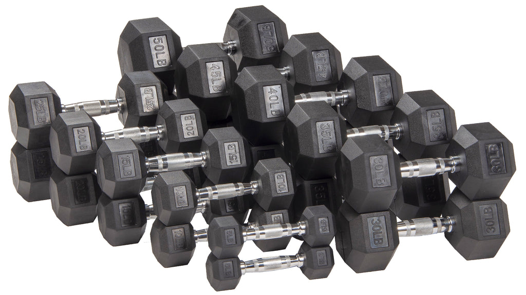 Rubber Encased Hex Dumbbell 35LBs Single A41593