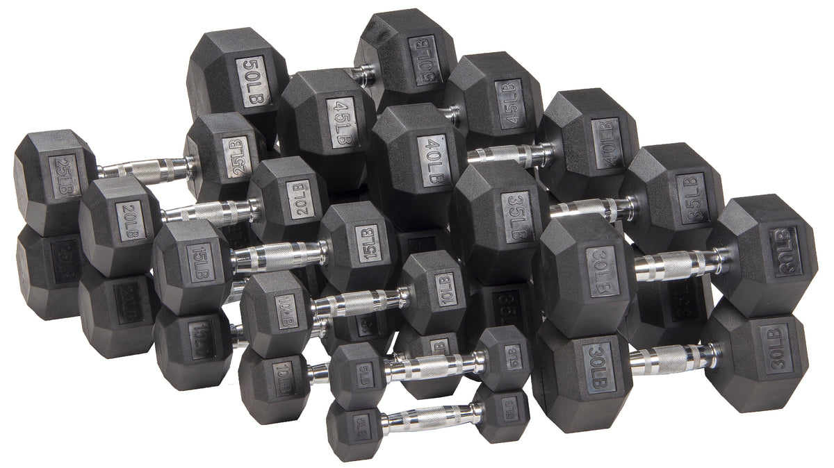 Rubber Encased Hex Dumbbell 35LBs Single A41593