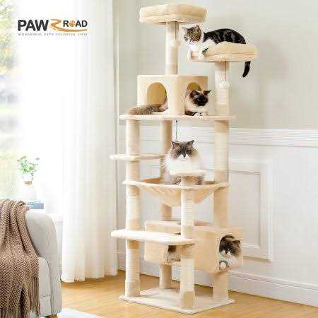 73 inch Multi Level Cat Tree with 7 Scratching Posts F343
