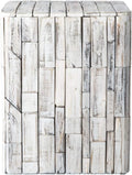 White-Washed Recycled Wood Stool End Table L4919