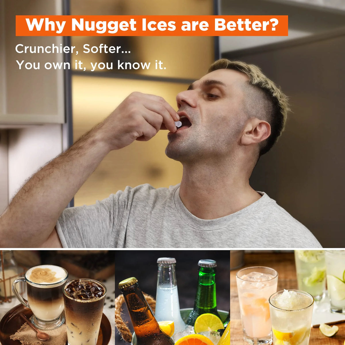 Portable Countertop Nugget Ice Maker, 55Lbs/24H, Self-Cleaning D70265