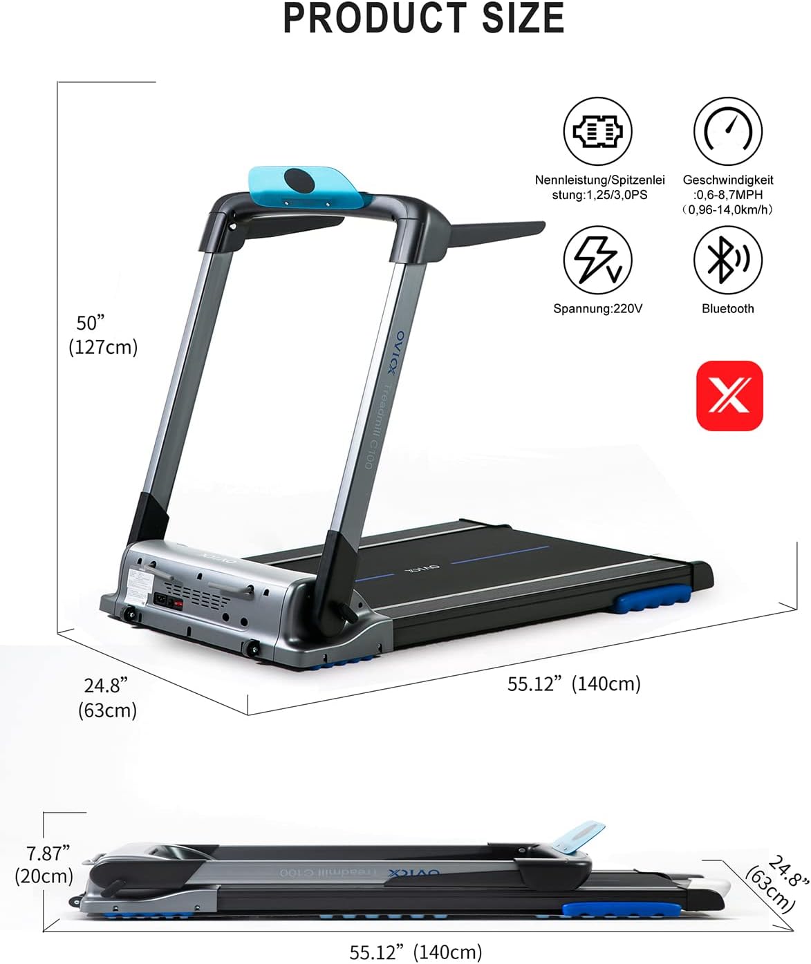 Folding Treadmill with App Y4521