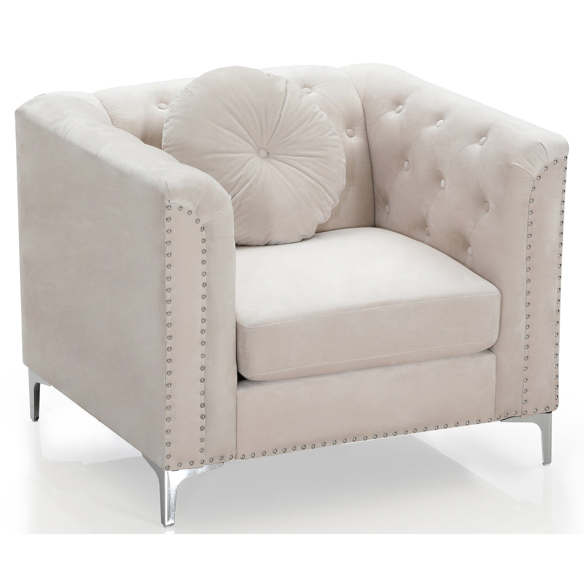 Ivory Tufted Velvet Accent Chair Z10276