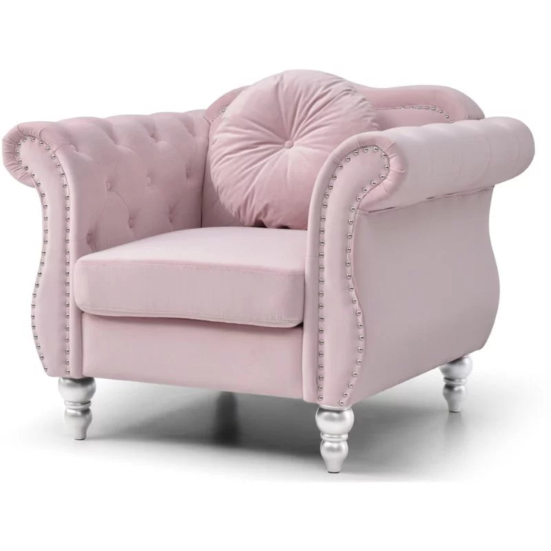 Pink Sofa Chaise and Chair E475