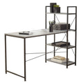 Gray Computer Desk With Storage Shelves D906
