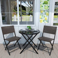 3 Pieces Wicker Patio Bistro Set with Folding Round Table and Chairs U798297