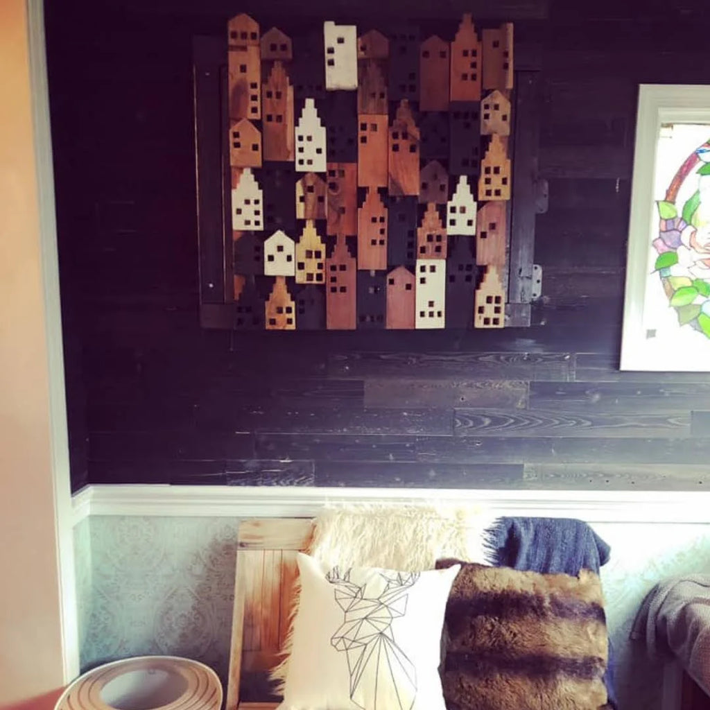Peel and Stick Reclaimed Black Ice Wood Planks I8007
