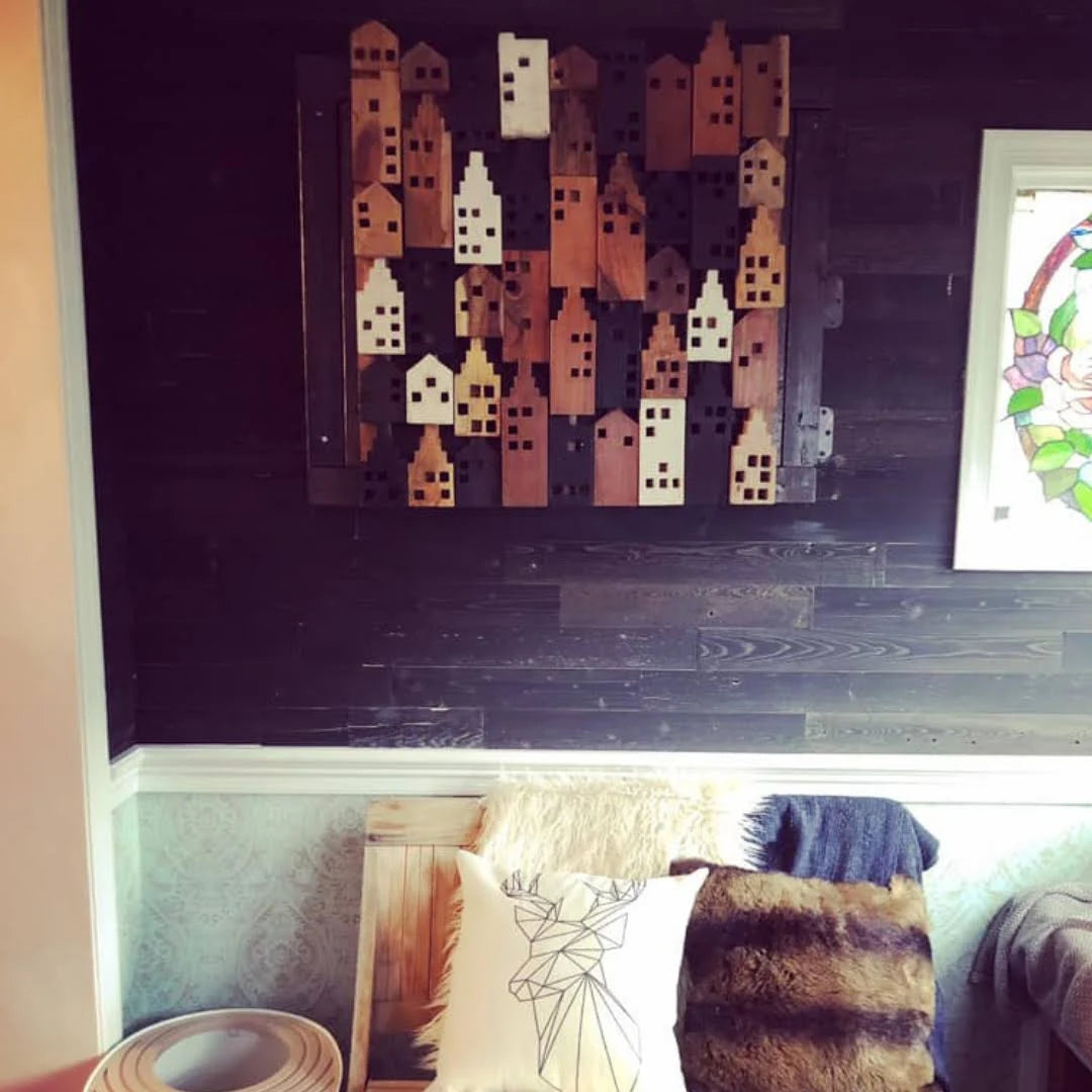 Peel and Stick Reclaimed Black Ice Wood Planks I8007