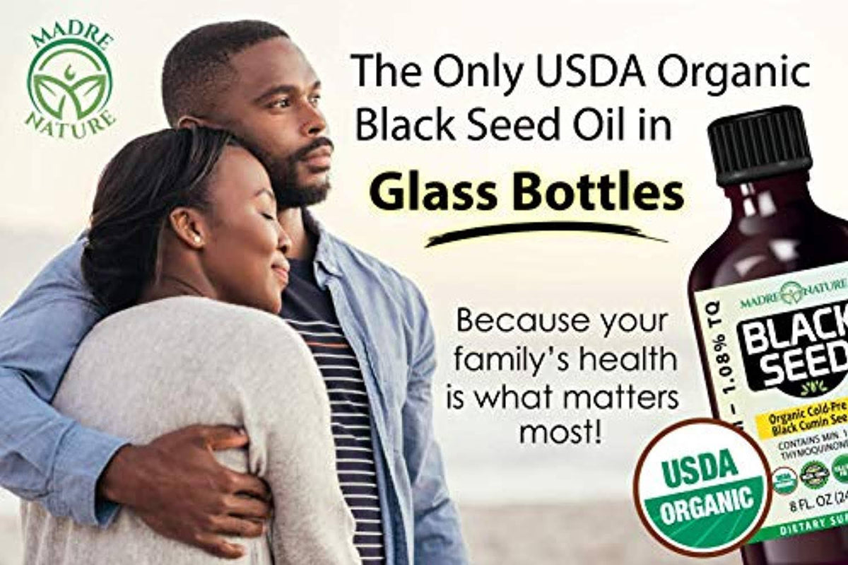 USDA Organic Black Seed Oil Glass Bottle 16 O C801073