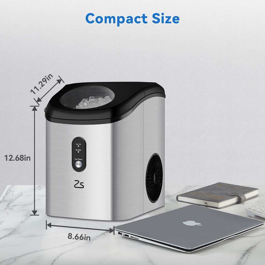 Nugget Ice Maker Countertop, Self-Cleaning Portable with Ice Scoop Z614
