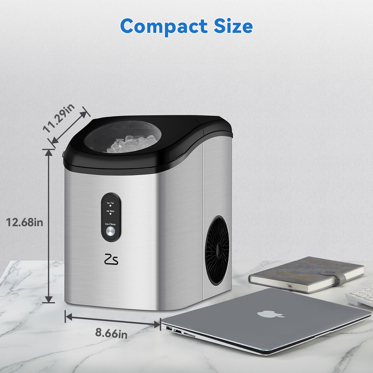 Nugget Ice Maker Countertop, Self-Cleaning Portable with Ice Scoop Z614