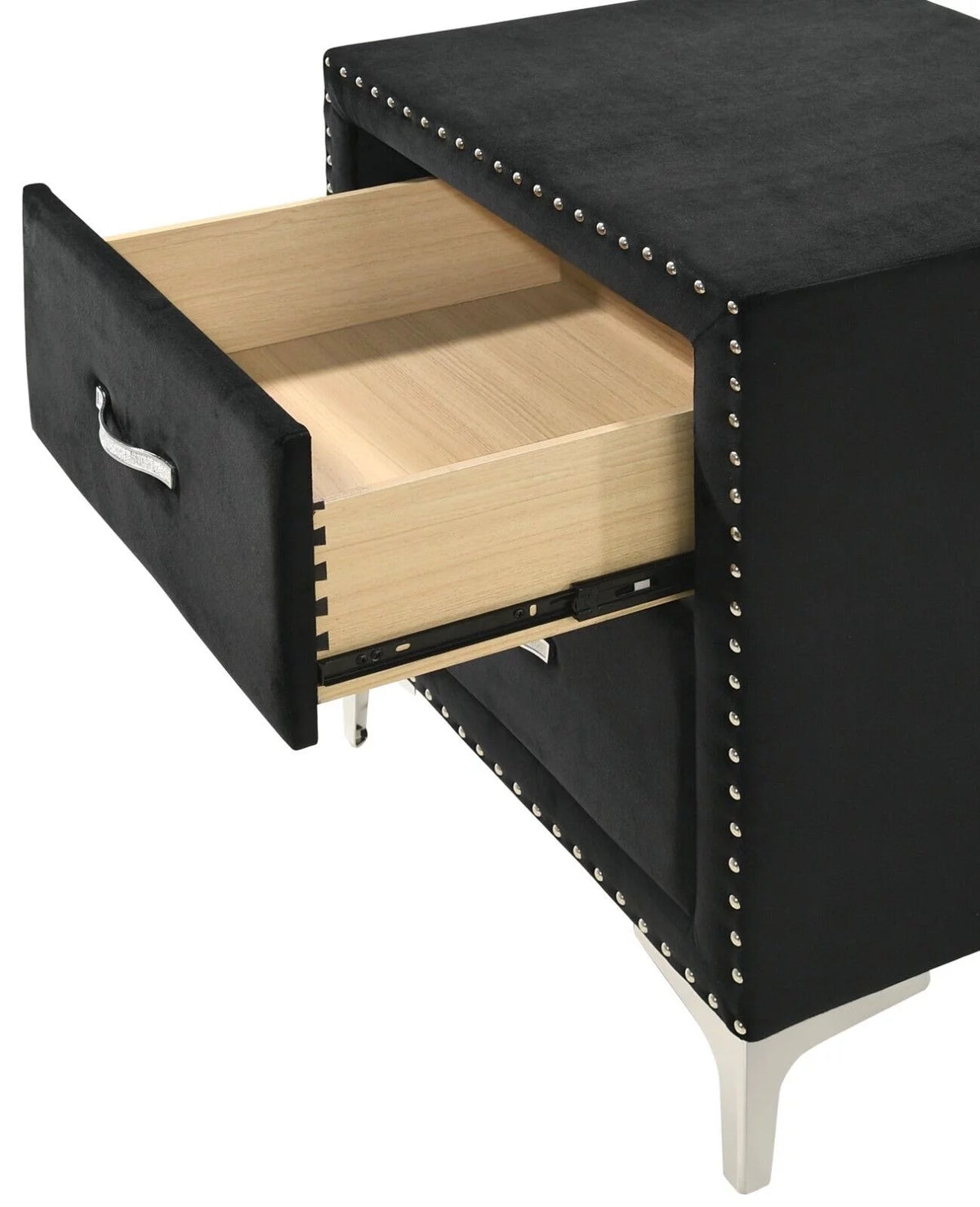 Black Velvet 6pc Queen Size Bedroom Set S60195