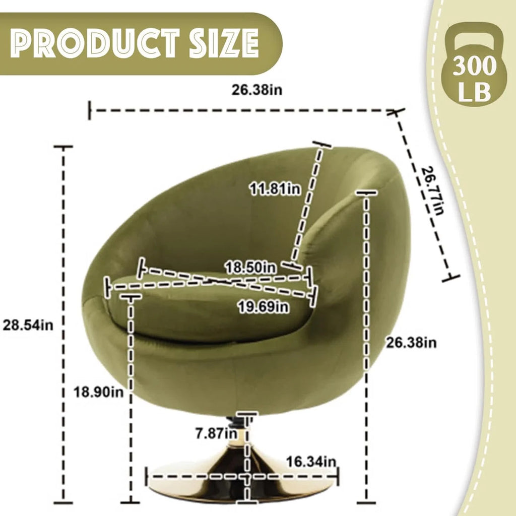 Green Velvet Swivel Barrel Chair J564